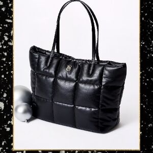 Victoria's Secret Black Quilted Tote Bag